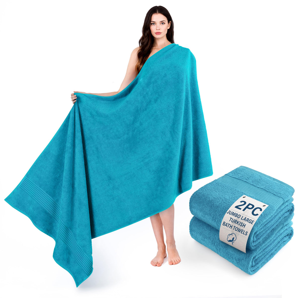 Cotton Paradise 100% Cotton Turkish Towel Set, Soft Absorbent Quick Dry, 6 Piece Towel Set, Navy Blue