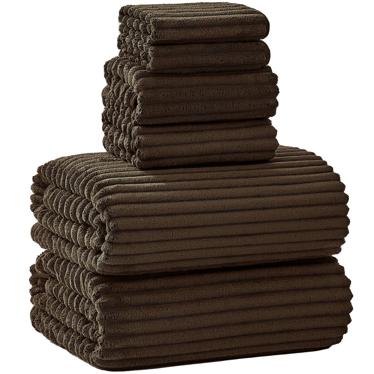 6 PC Bath Towel Set, 40"x80" Oversized Bath Sheets, Olive Green