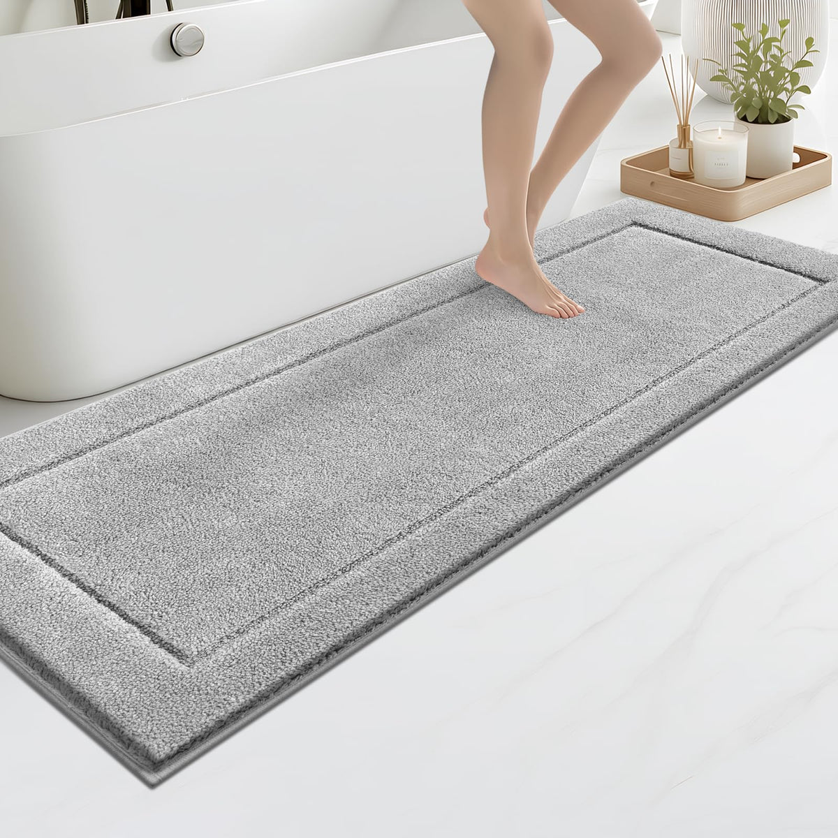 anllugs Bathroom Rugs, Non-Slip Bath Runner Rugs, 30" x 84", Beige