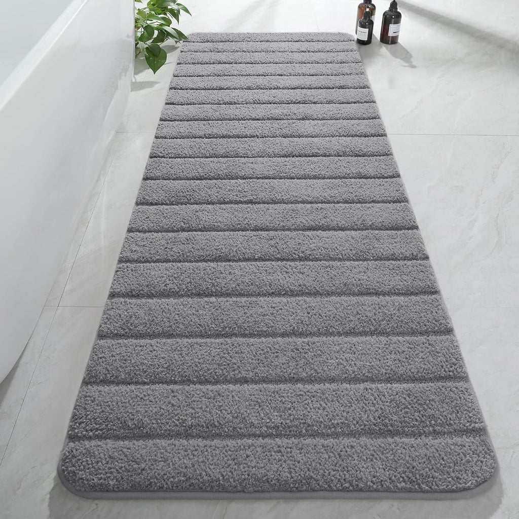 AROGAN Luxury Long Bathroom Runner Rugs 24x60 Inch Bath Rug Non Slip, Black
