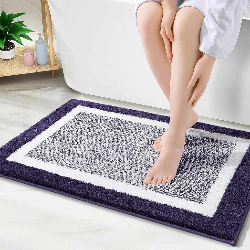 OLANLY Bathroom Rugs 36x24, Soft Absorbent Microfiber Bath Rugs, Grey