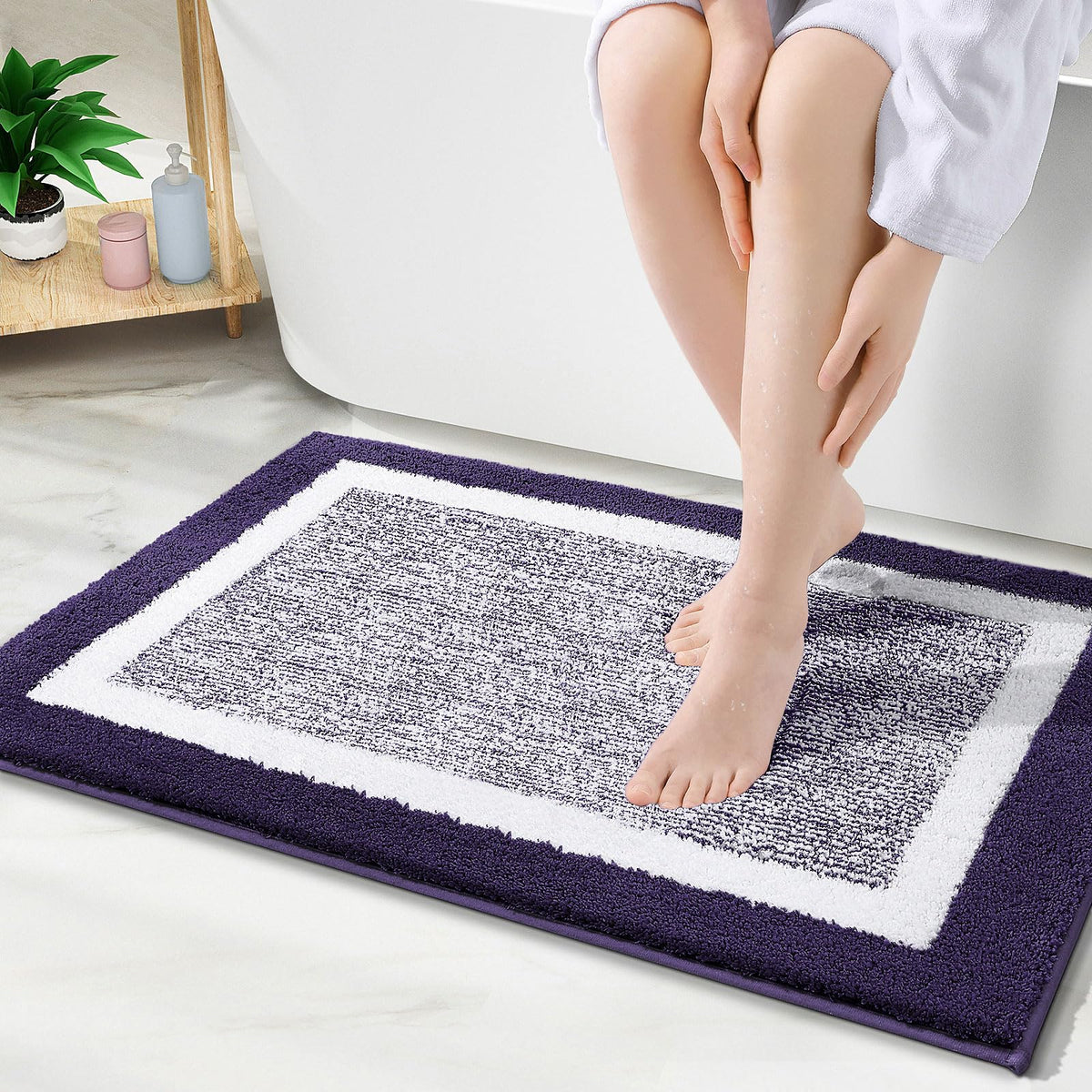 OLANLY Bathroom Rugs 36x24, Soft Absorbent Microfiber Bath Rugs, Grey