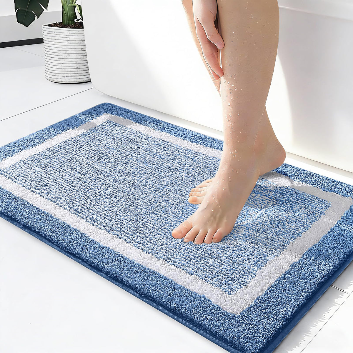 OLANLY Bathroom Rugs 36x24, Soft Absorbent Microfiber Bath Rugs, Grey