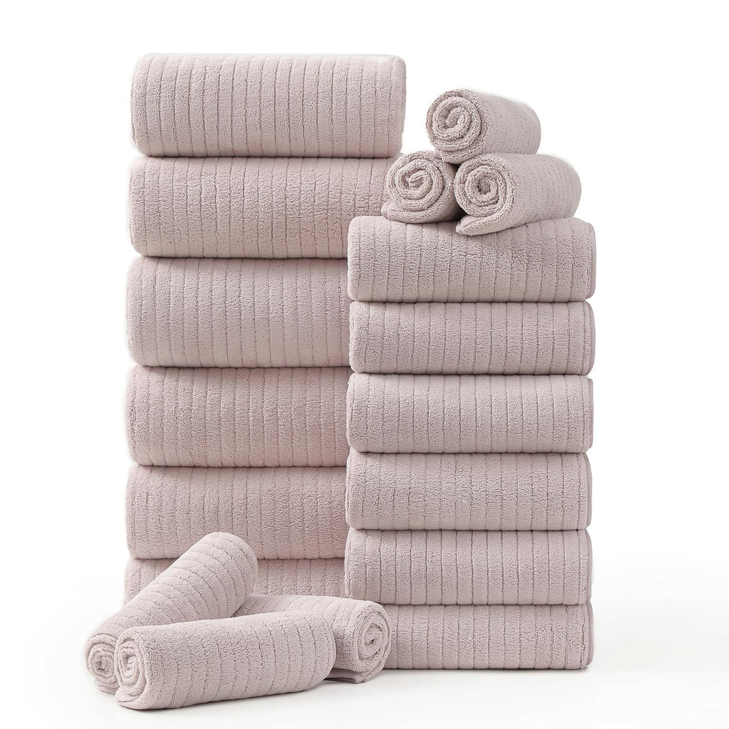 Hailea 18 Piece Family Bath Towel Set Include 6 Bath Towels,6 Hand Towels and 6 Washcloths Soft Bathroom Towel with Hanging Loops,Highly Absorbent Quick Dry Towels Set for Bathroom,Hotel and Spa-Navy