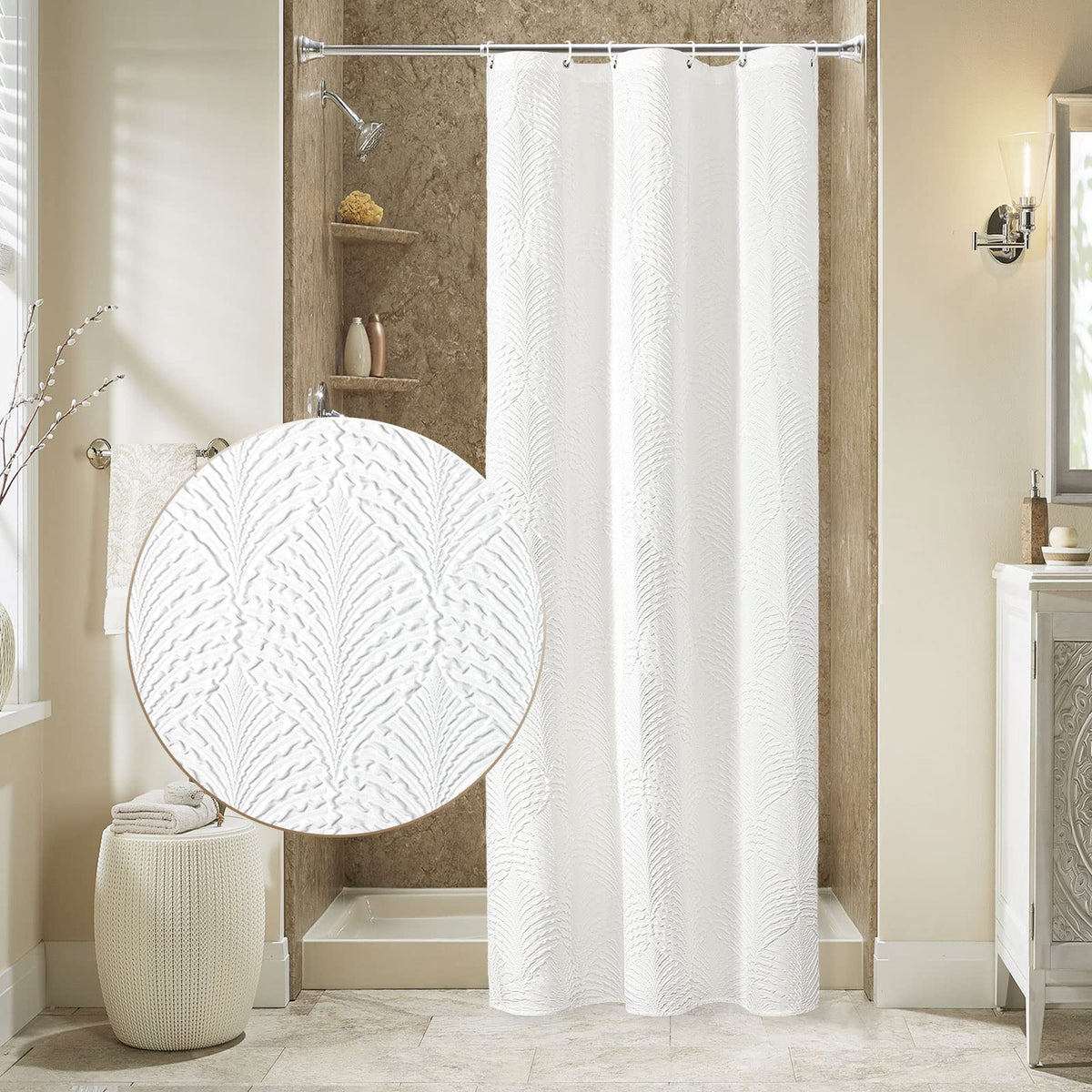 Gibelle Fog Blue Shower Curtain for Bathroom, Farmhouse Bath Curtain 72x72