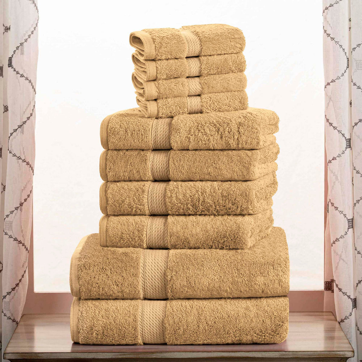 SUPERIOR Egyptian Cotton Plush & Absorbent, Hand Towel Set of 4, Cream