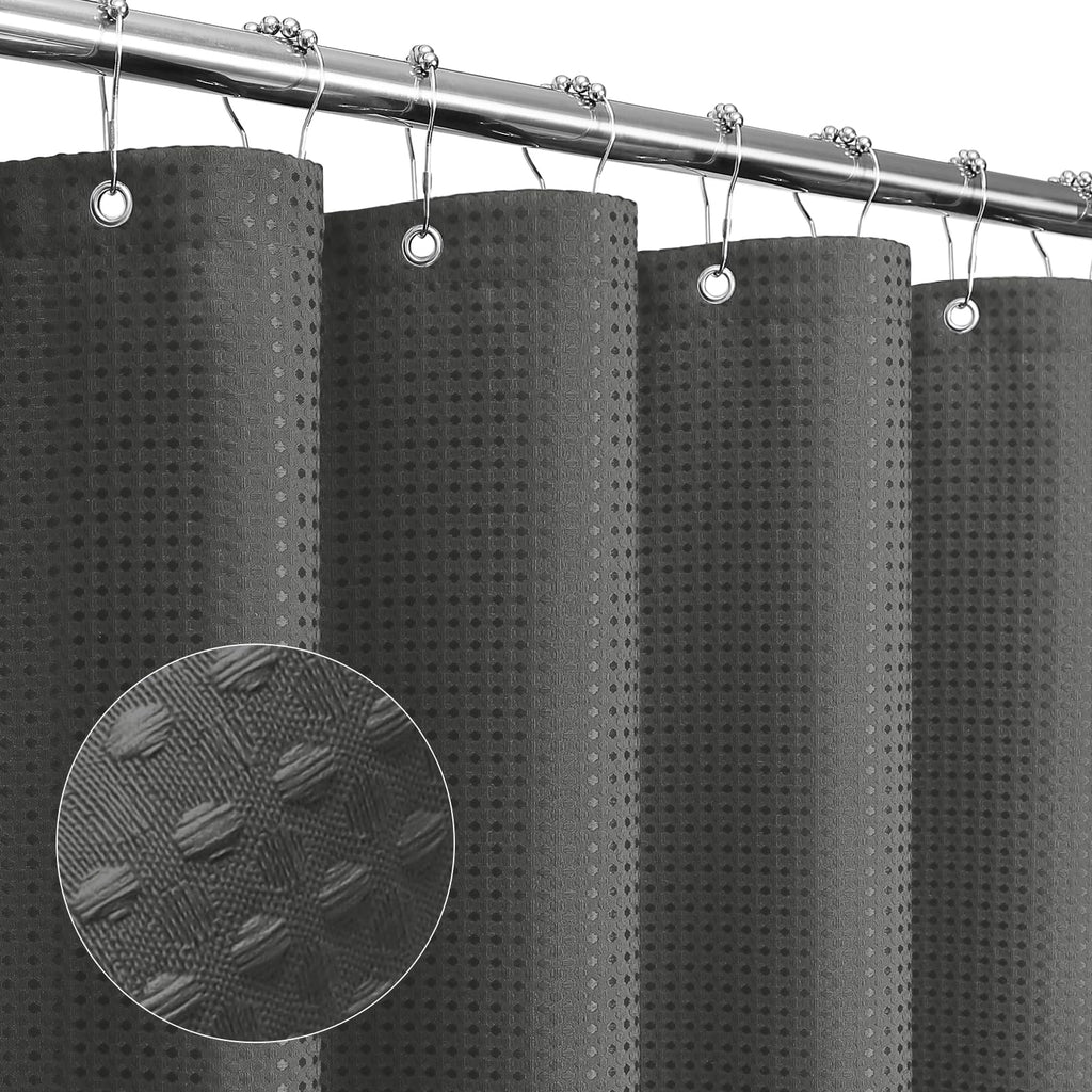 Gibelle Black Cloth-Textured Shower Curtain, Hotel Style, 72x72