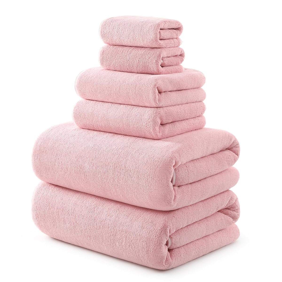 REDKISS Pack of 6 Pink Towel Set - 2 Extra Large Bath, 2 Hand, 2 Washcloths, Ultra Soft & Highly Absorbent, Quicker to Dry, Towels for Bathroom, Spa, Hotel, Gym