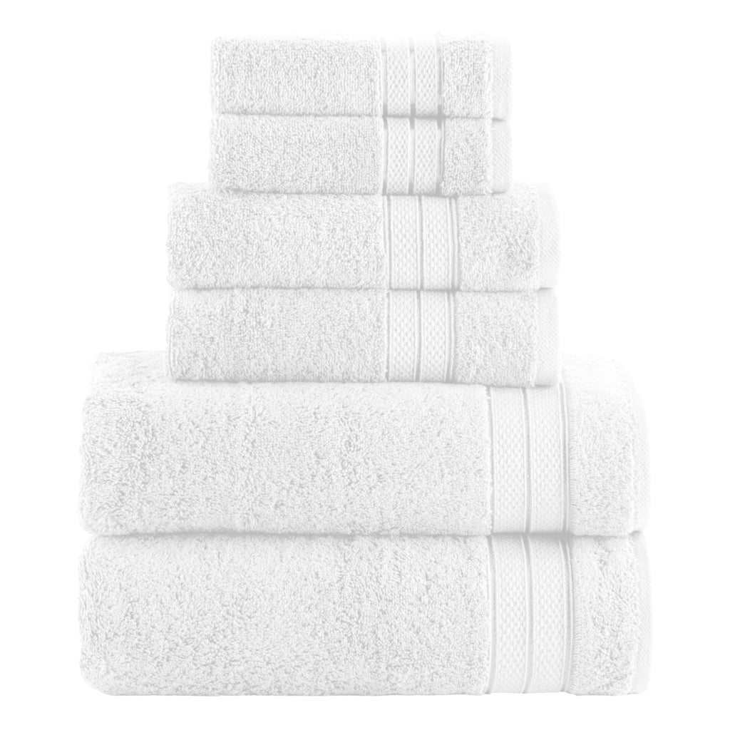 Elegant Comfort Luxury 6-Piece Towel Set, Premium Soft 100% Turkish Cotton, Three Line Popcorn Design 2 Bath Towels, 2 Hand Towels and 2 Washcloths Towel Set-Quick-Drying and Absorbent, Vibrant Orange