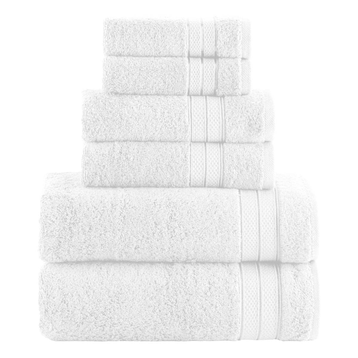 Elegant Comfort Luxury 6-Piece Towel Set, Premium Soft 100% Turkish Cotton, Three Line Popcorn Design 2 Bath Towels, 2 Hand Towels and 2 Washcloths Towel Set-Quick-Drying and Absorbent, Vibrant Orange