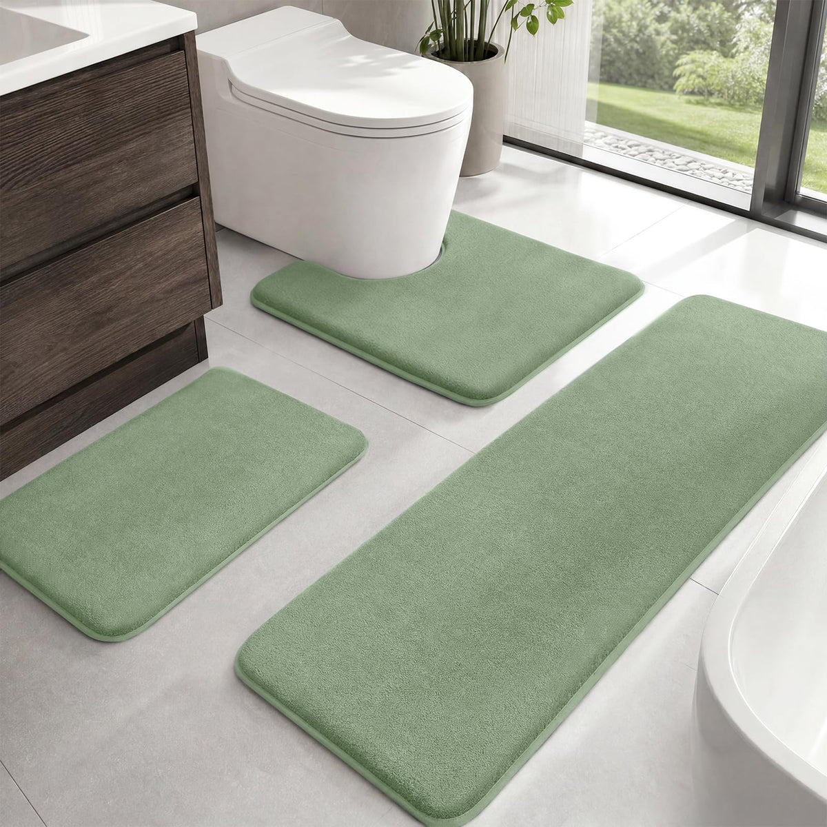 HUXMEYSON Bathroom Rugs Sets 2 Piece, Non-Slip & Quick Dry Bath Mat Set, Ultra Soft Velvet Bath Rugs for Bathroom, Toilet and Shower Floor, Navy