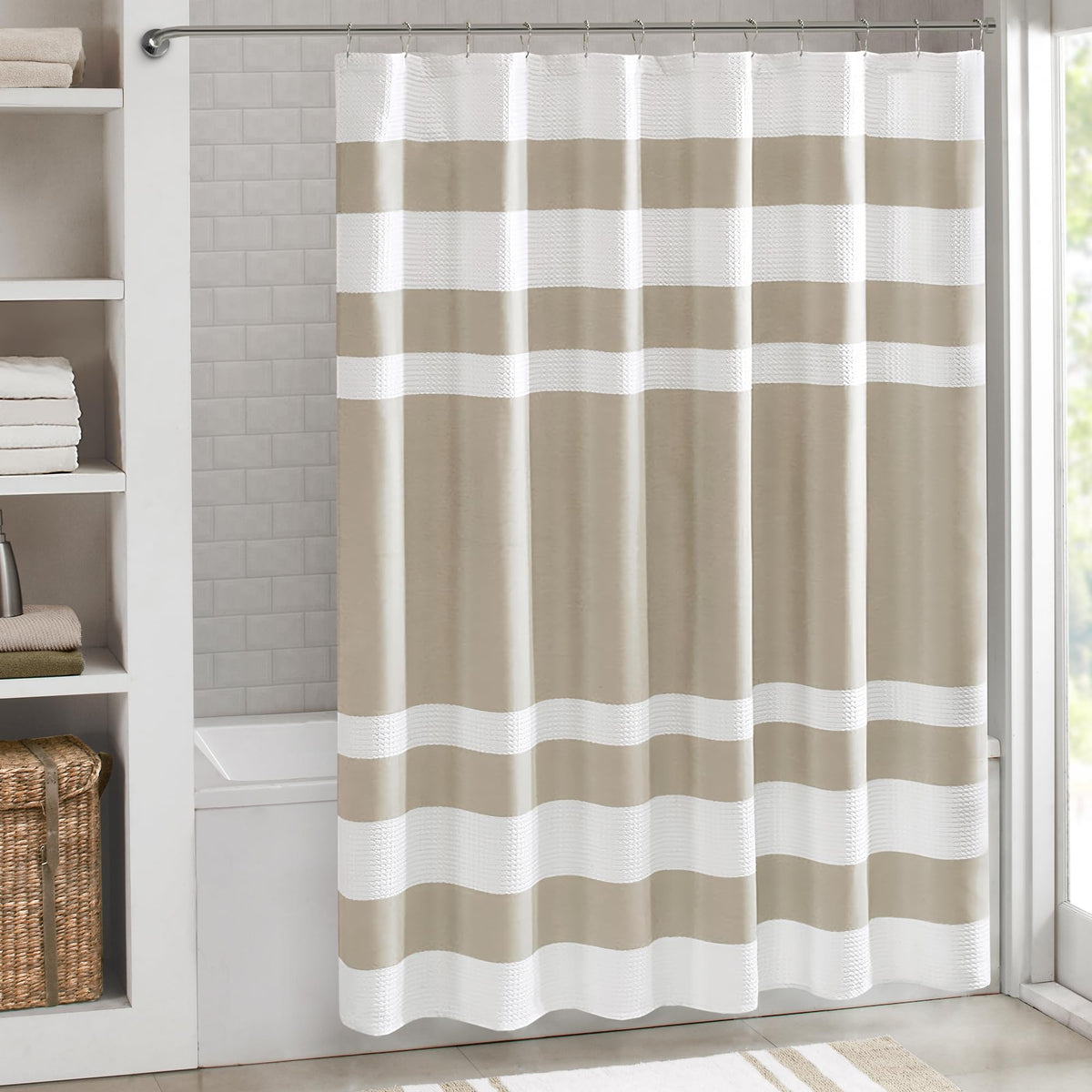 Madison Park Standard Shower Curtain for Bathroom, Grey Ombre, 72" x 72"