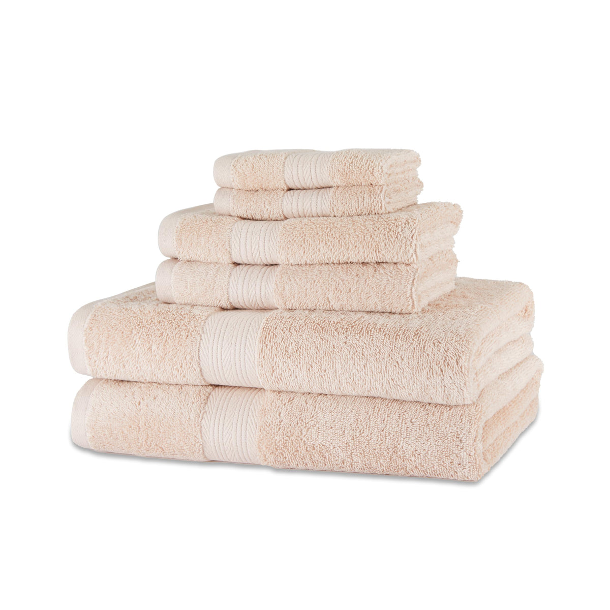 Amazon Basics 6-Piece Fade-Resistant 100% Cotton Towel Set for Bathroom, Soft and Absorbent, 2 Bath Towels, 2 Hand Towels, 2 Washcloths, Gray
