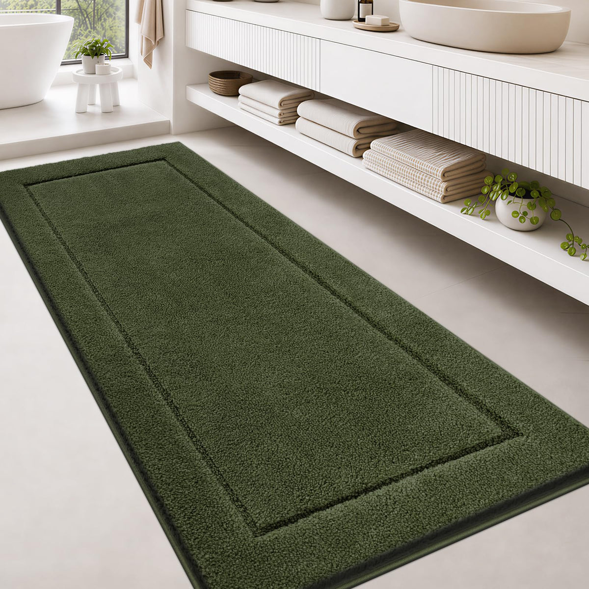 anllugs Bathroom Rugs, Non-Slip Bath Runner Rugs, 30" x 84", Beige