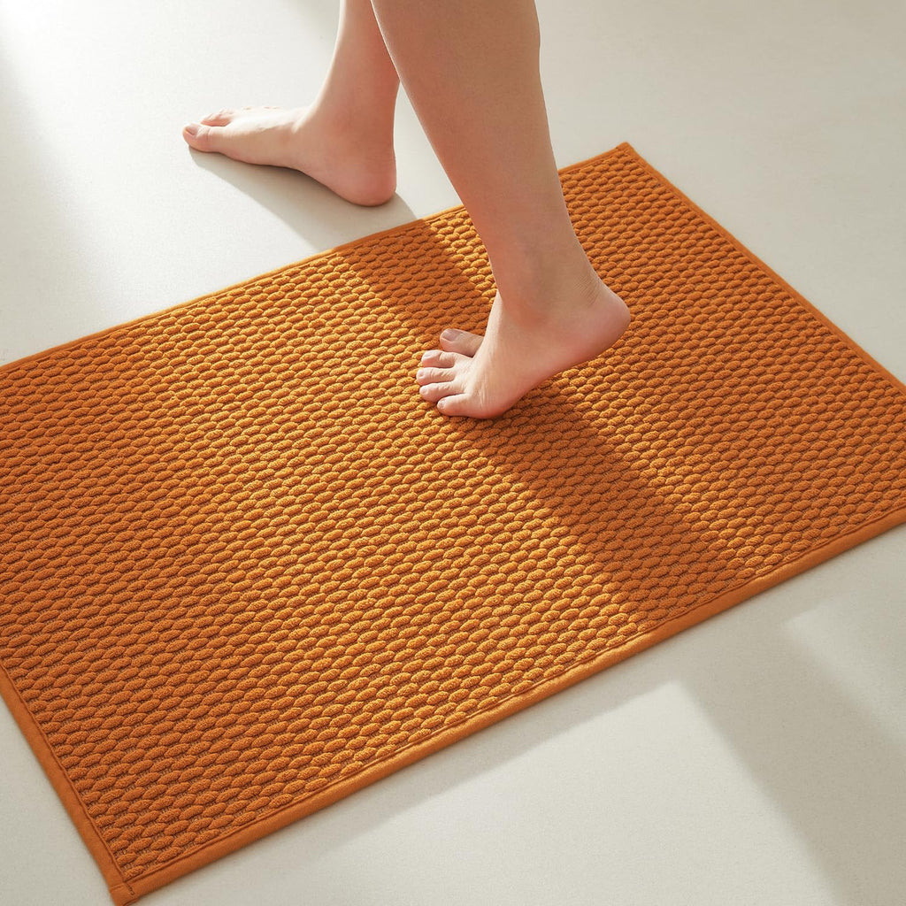 TYUU Bathroom Rugs Non Slip Washable, Super Absorbent Thin Bath Mat Small Quick Dry Low Pile Bathroom Rug, Dark Grey 16"x24"