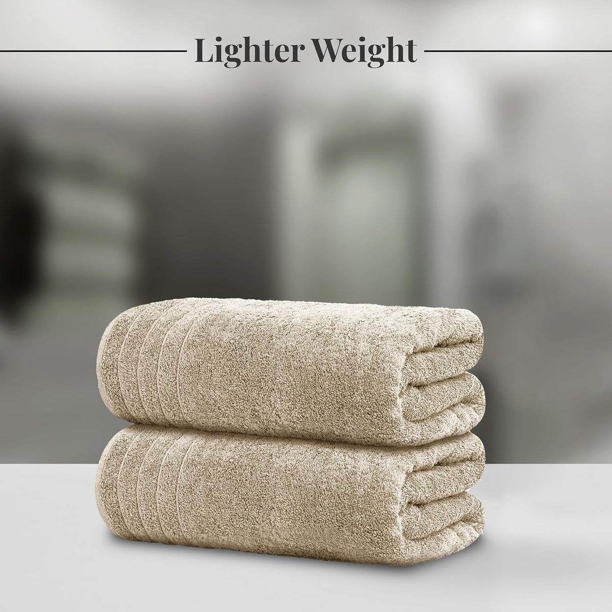 Tens Towels 4 Piece Extra Large Bath Towels 30 x 60 Inches, Beige