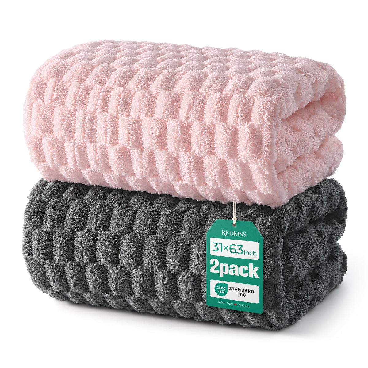 REDKISS 4 Pack Microfiber Bath Towels, Quick Dry, Super Soft, 27"x55"
