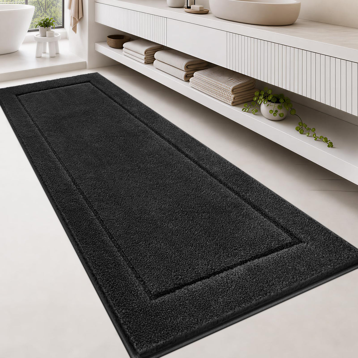 anllugs Bathroom Rugs, Non-Slip Bath Runner Rugs, 30" x 84", Beige