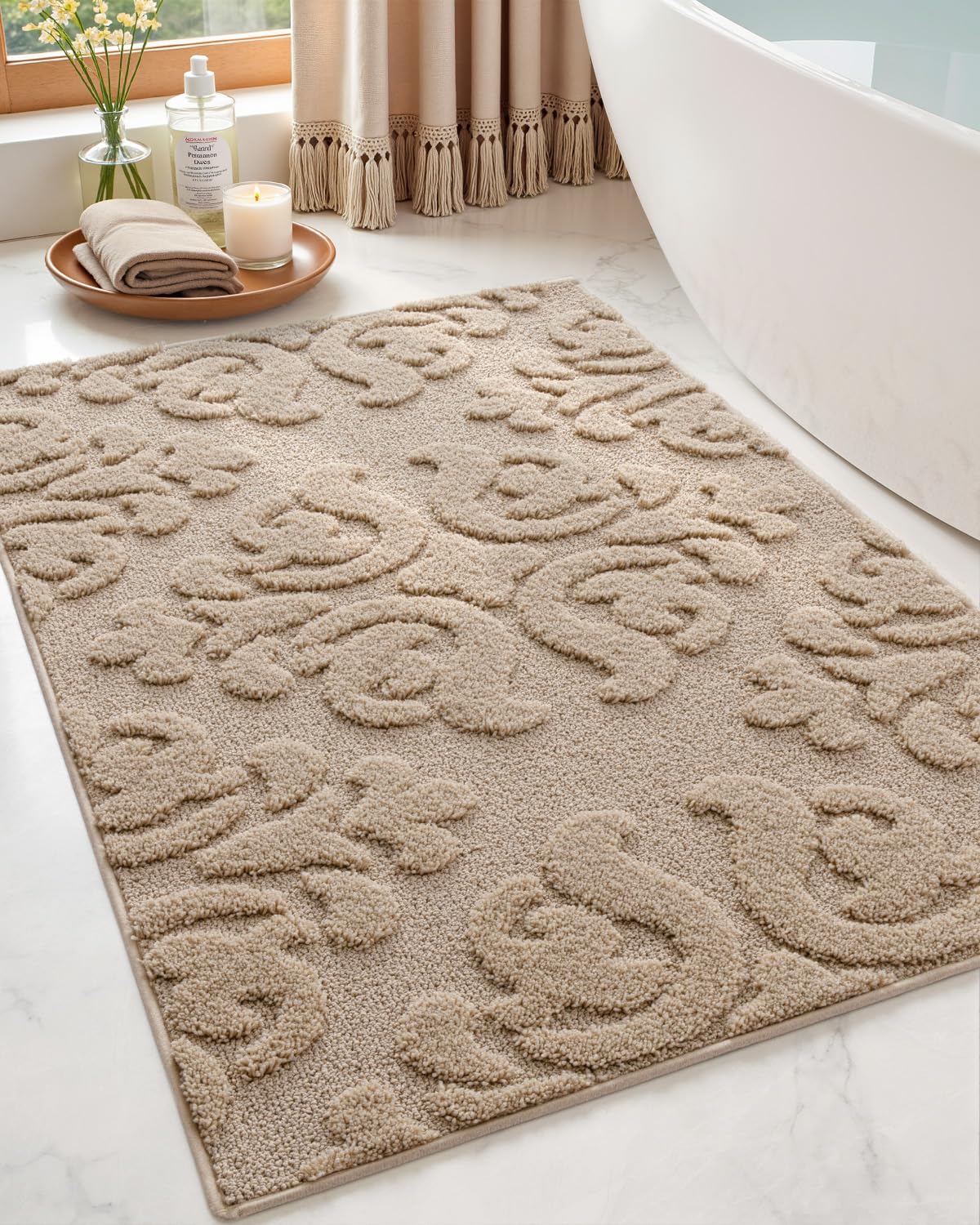 DEXI Bathroom Rugs Non Slip Washable, 36x24 Quick Dry Bath Mat, White