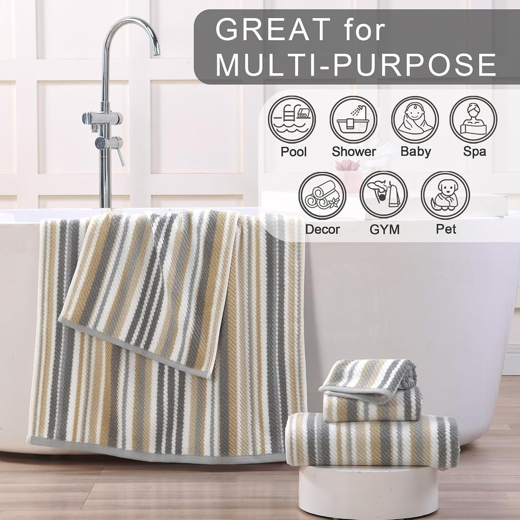 VOOVA & MOVAS Hand Towels, Cotton, Soft, Thick, 16x27 in, Tan Gray Beige