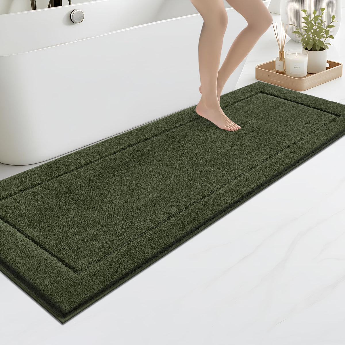 anllugs Bathroom Rugs, Non-Slip Bath Runner Rugs, 30" x 84", Beige