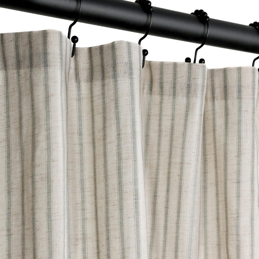 Farmhouse Striped Shower Curtain - 72x72 Inches, Linen Blend Fabric, Breathable & Machine Washable, Rustic Black for Bathroom Decor (Hooks/Liner Not Included)