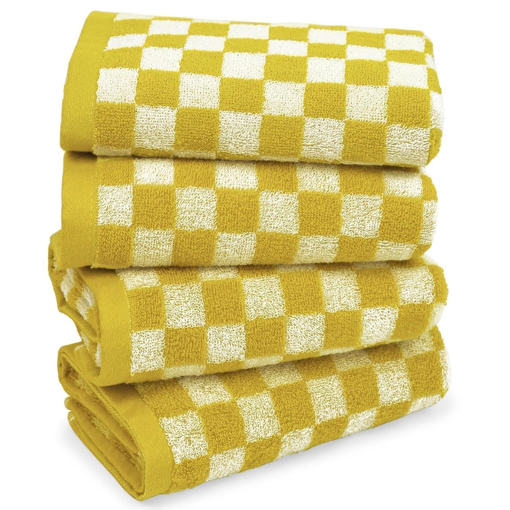 Jacquotha Hand Towels for Bathroom 4 Pack, Checkered Hand Towel Set