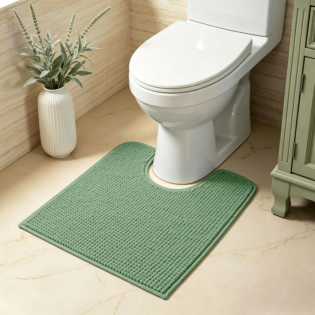 SUBRTEX Bathroom Rugs Chenille Bath Rug Soft Short Plush Bath Mat Soft Shower Mat Water Absorbent Shower Mat Quick Dry Machine Washable(White,18" x 24")
