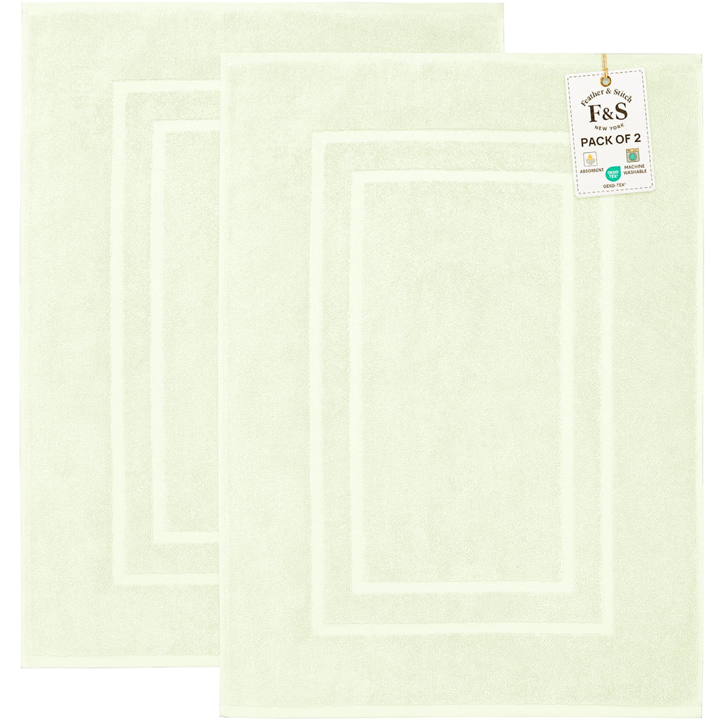 Feather & Stitch 100% Cotton Bath Mats 2 Piece 30x21 Inches, Grey
