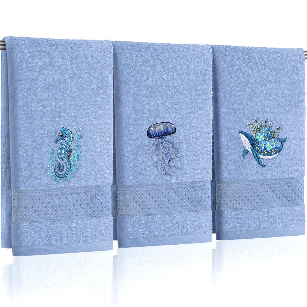 Hahafelt 3 Pack Boho Leaves Hand Towels for Bathroom, 100% Cotton