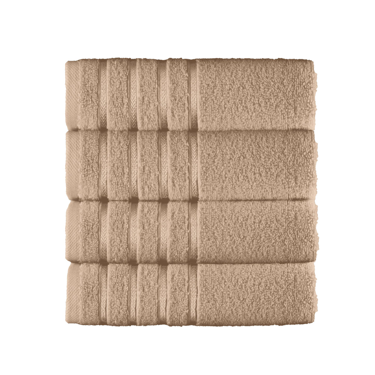 Elegant Comfort 4 Lines Viscose Stripe 6-Piece Premium Towel Set - 100% Turkish Cotton High Absorbent Luxury Bathroom Towels – Includes 2 Washcloths, 2 Hand Towels and 2 Bath Towels Set, Gold