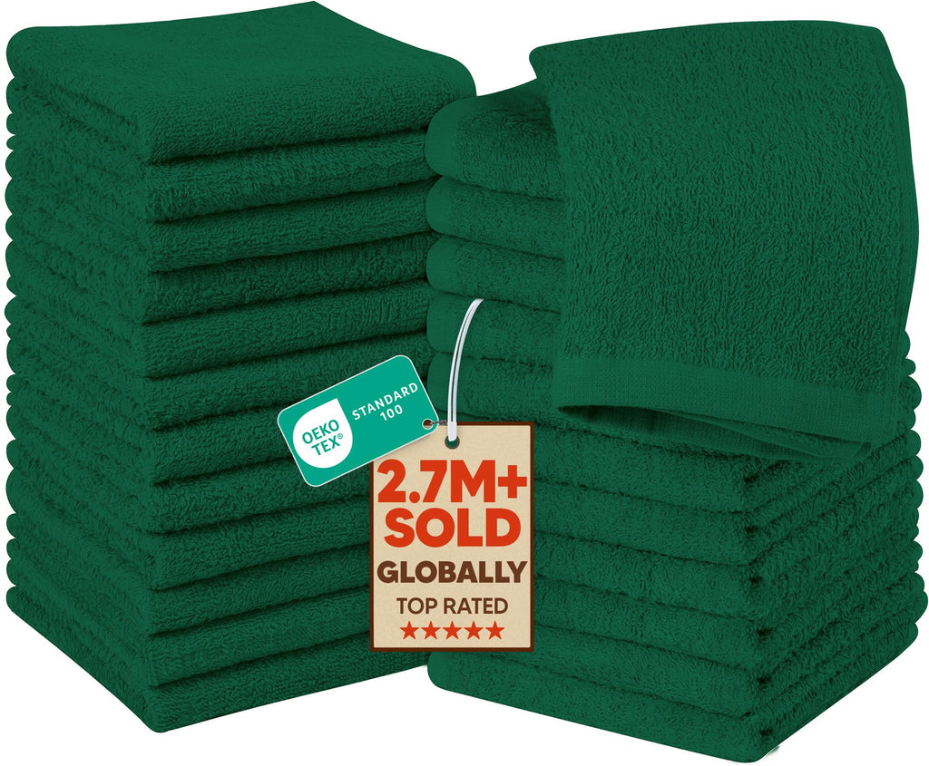 Utopia Towels 24 Pack Washcloths, 12x12 in, 100% Cotton, White