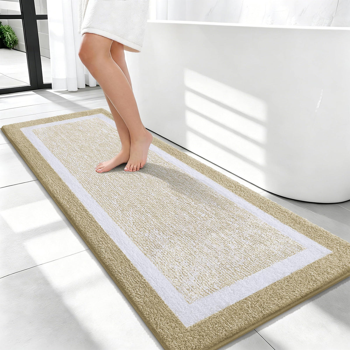 OLANLY Bathroom Rugs 36x24, Soft Absorbent Microfiber Bath Rugs, Grey