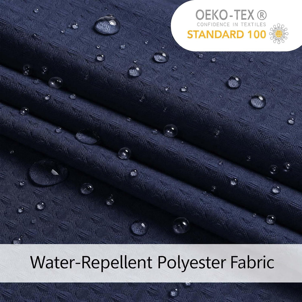 Navy Blue Shower Curtain 72 Inch Length 1 Piece, Waffle Embossed Textured Soft Fabric Hotel Shower Curtain for Bathroom, Modern Polyester Water Repellent Cloth Bath Decor, 72Wx72L Inches