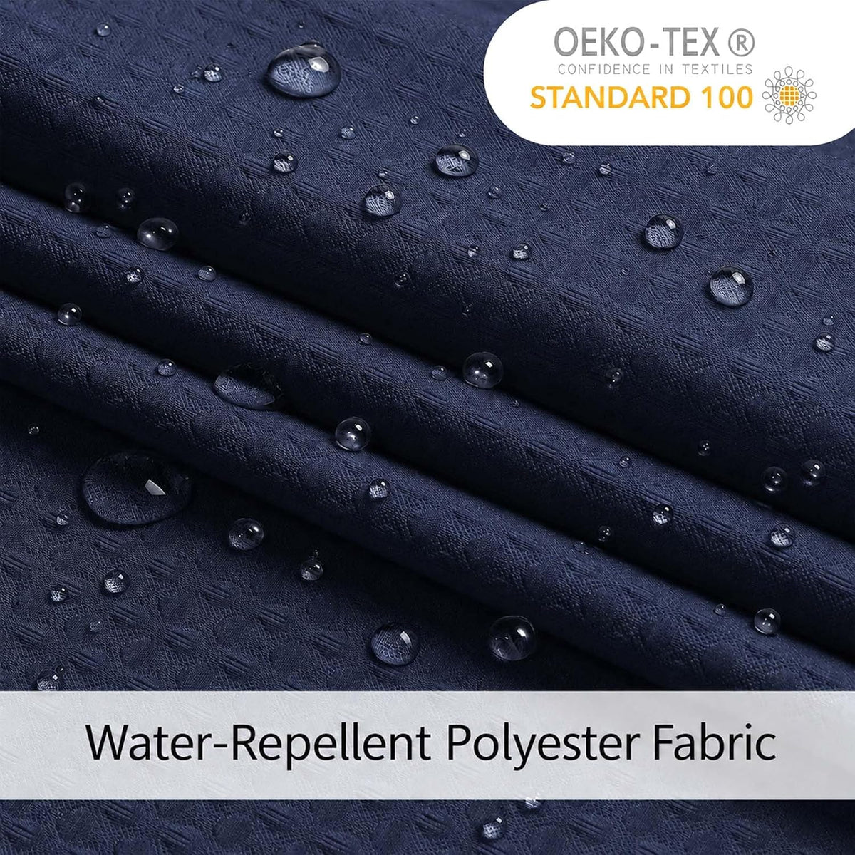 Navy Blue Shower Curtain 72 Inch Length 1 Piece, Waffle Embossed Textured Soft Fabric Hotel Shower Curtain for Bathroom, Modern Polyester Water Repellent Cloth Bath Decor, 72Wx72L Inches