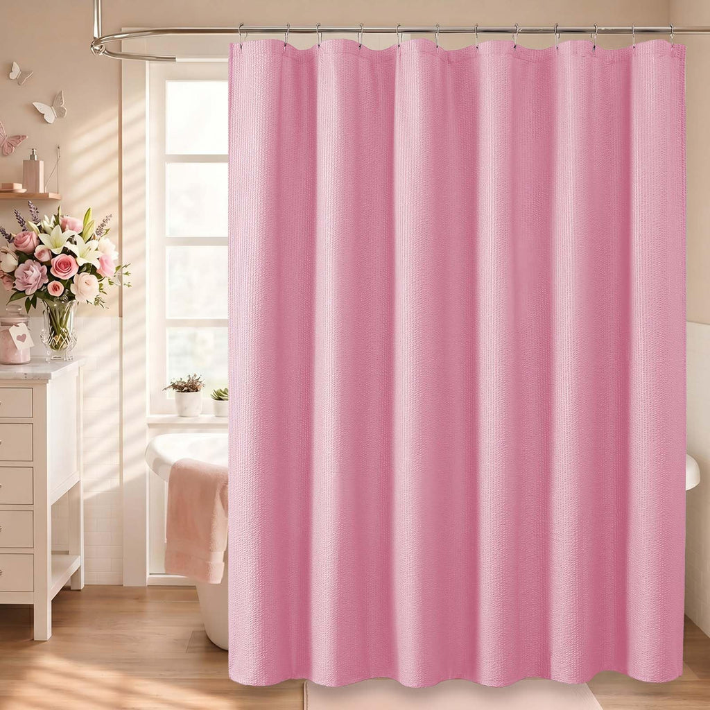 OVZME Berry Cute Shower Curtain, Embossed Textured Fabric Shower Curtain for Bathroom - Soft Cloth & Hotel Spa Luxury, Water Repellent, Machine Washable Shower Curtain, 72X72, Lemon Yellow