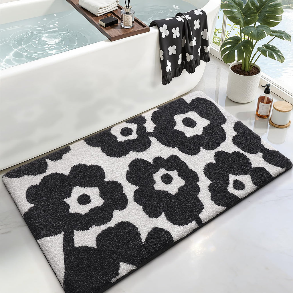 LUMI Square Beach Bathroom Rug 32x32, Soft Absorbent Bath Mat, Non Slip