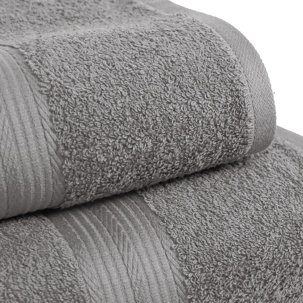 Amazon Basics 6-Piece Fade-Resistant 100% Cotton Towel Set for Bathroom, Soft and Absorbent, 2 Bath Towels, 2 Hand Towels, 2 Washcloths, Gray