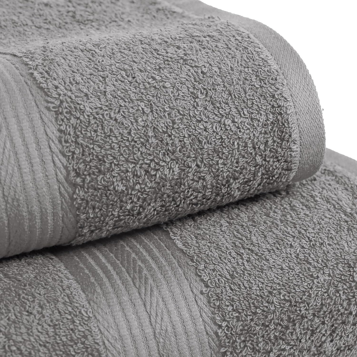 Amazon Basics 6-Piece Fade-Resistant 100% Cotton Towel Set for Bathroom, Soft and Absorbent, 2 Bath Towels, 2 Hand Towels, 2 Washcloths, Gray