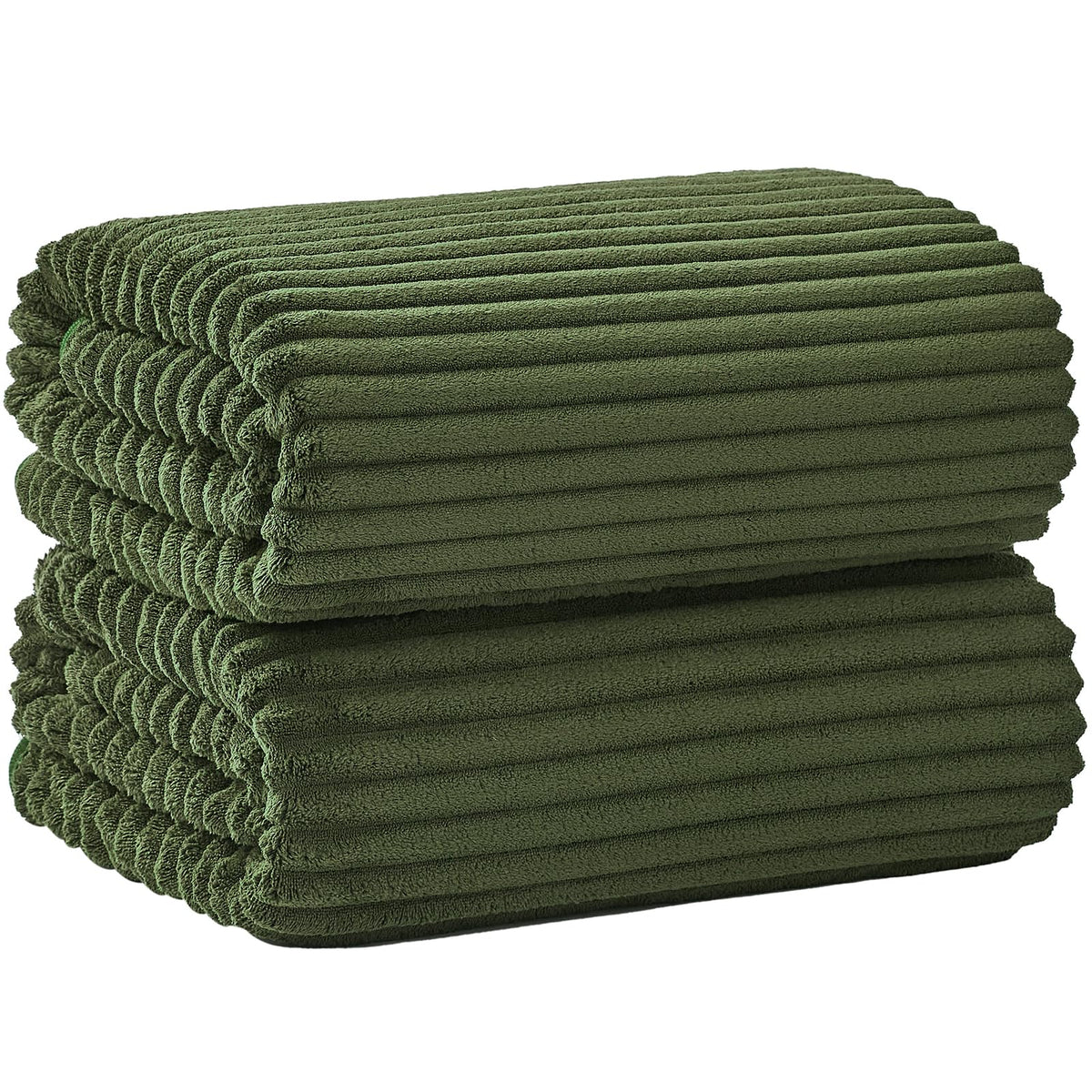 6 PC Bath Towel Set, 40"x80" Oversized Bath Sheets, Olive Green