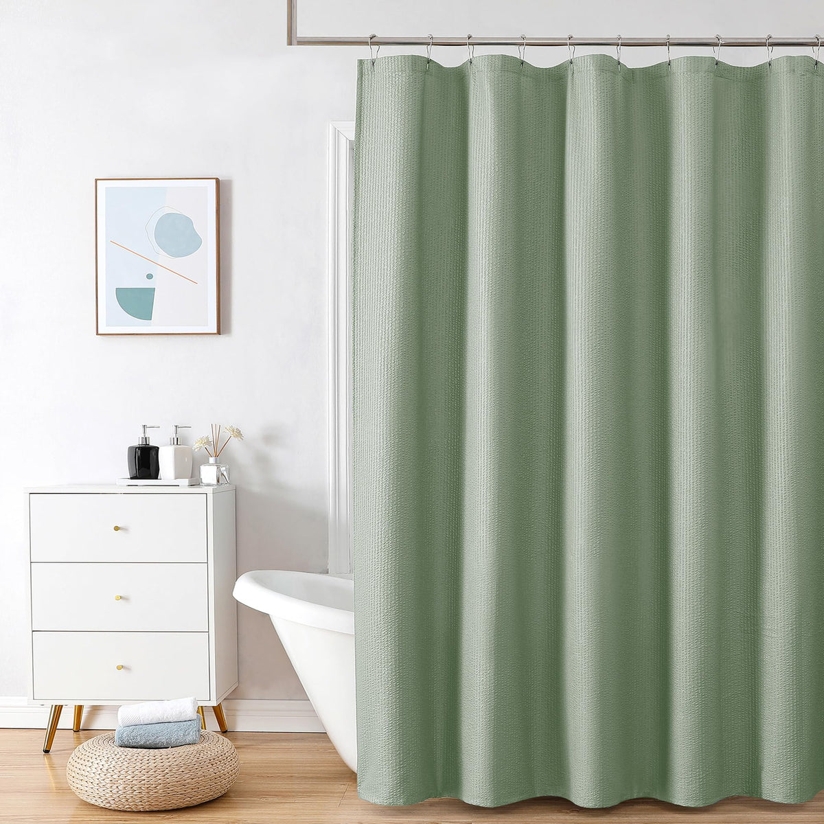 OVZME Berry Cute Shower Curtain, Embossed Textured Fabric Shower Curtain for Bathroom - Soft Cloth & Hotel Spa Luxury, Water Repellent, Machine Washable Shower Curtain, 72X72, Lemon Yellow