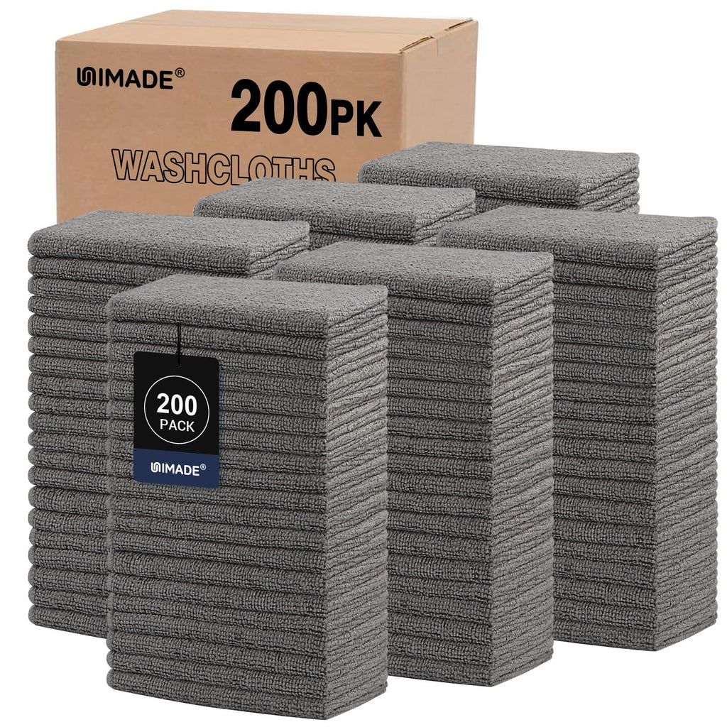 UNIMADE Washcloths Bulk 100 Pack Face Towels (12" x 12"), Highly Soft Wash Cloths and Hand Towels, Fast Drying Multi-Purpose Microfiber Cleansing Cloths for Bathroom, Hotel, Spa, and Salon-Multicolor