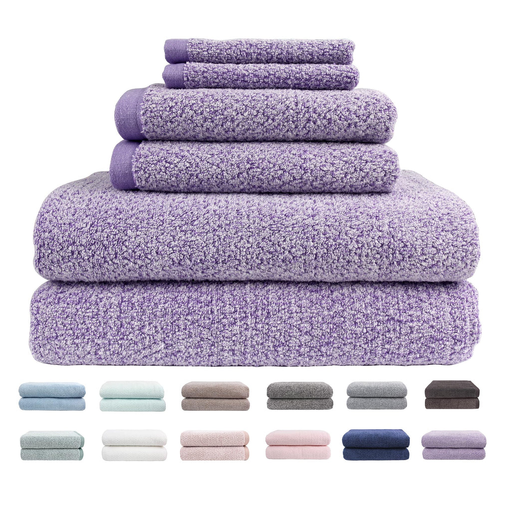 Everplush Diamond Jacquard 6 Pieces Bath Towel Set, Luxury Super Soft Oversized everplush Towels, Highly Absorbent Diamond Jacquard Quick Dry Bath Towel for Bathroom Grey Towel Set
