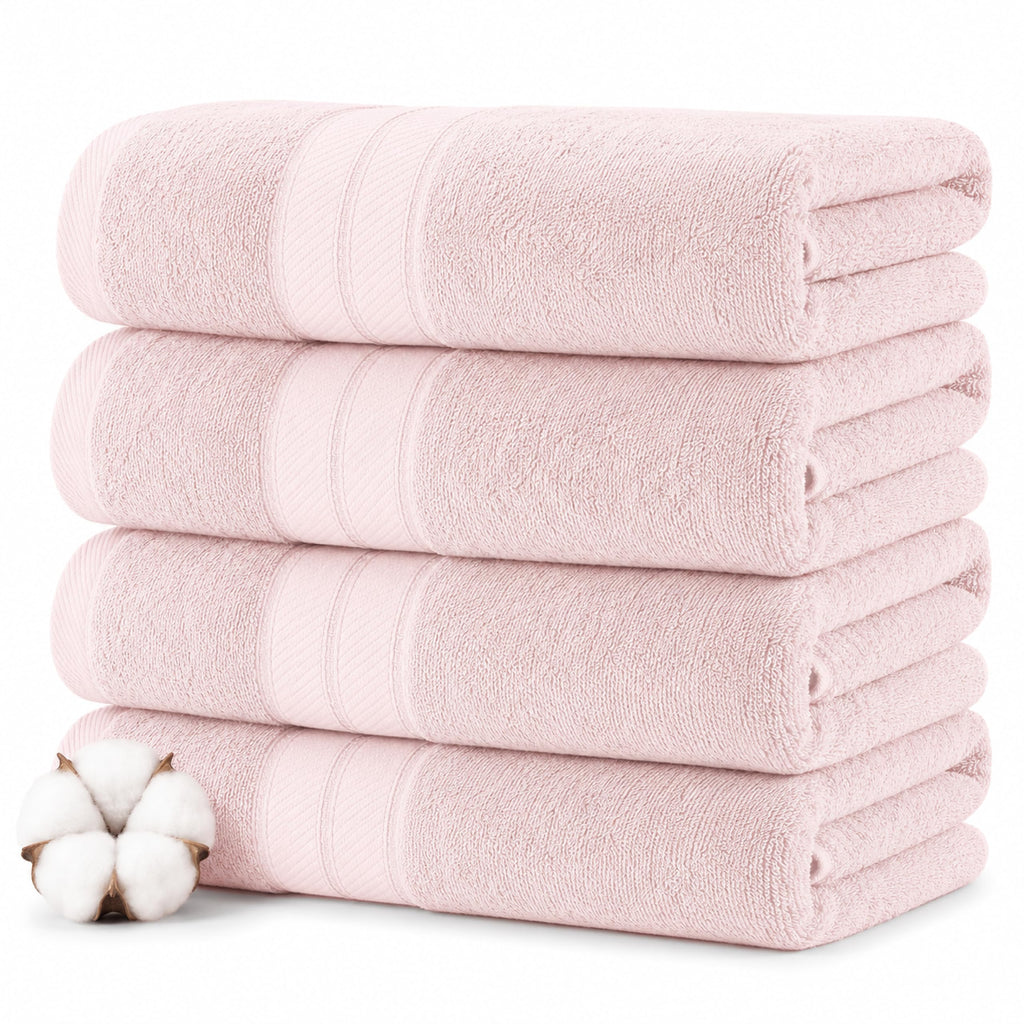 Modern Threads Spun Loft 6 Piece Bath Towel Set – 2 Bath Towels, 2 Hand Towels & 2 Washcloths – 100% Cotton, 600 GSM, Plush, Soft & Absorbent (Blush)