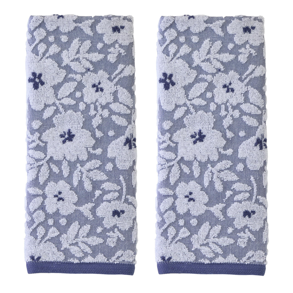 SKL Home Floral Hand Towel Set-2pc, 100% Cotton Jacquard, Gray