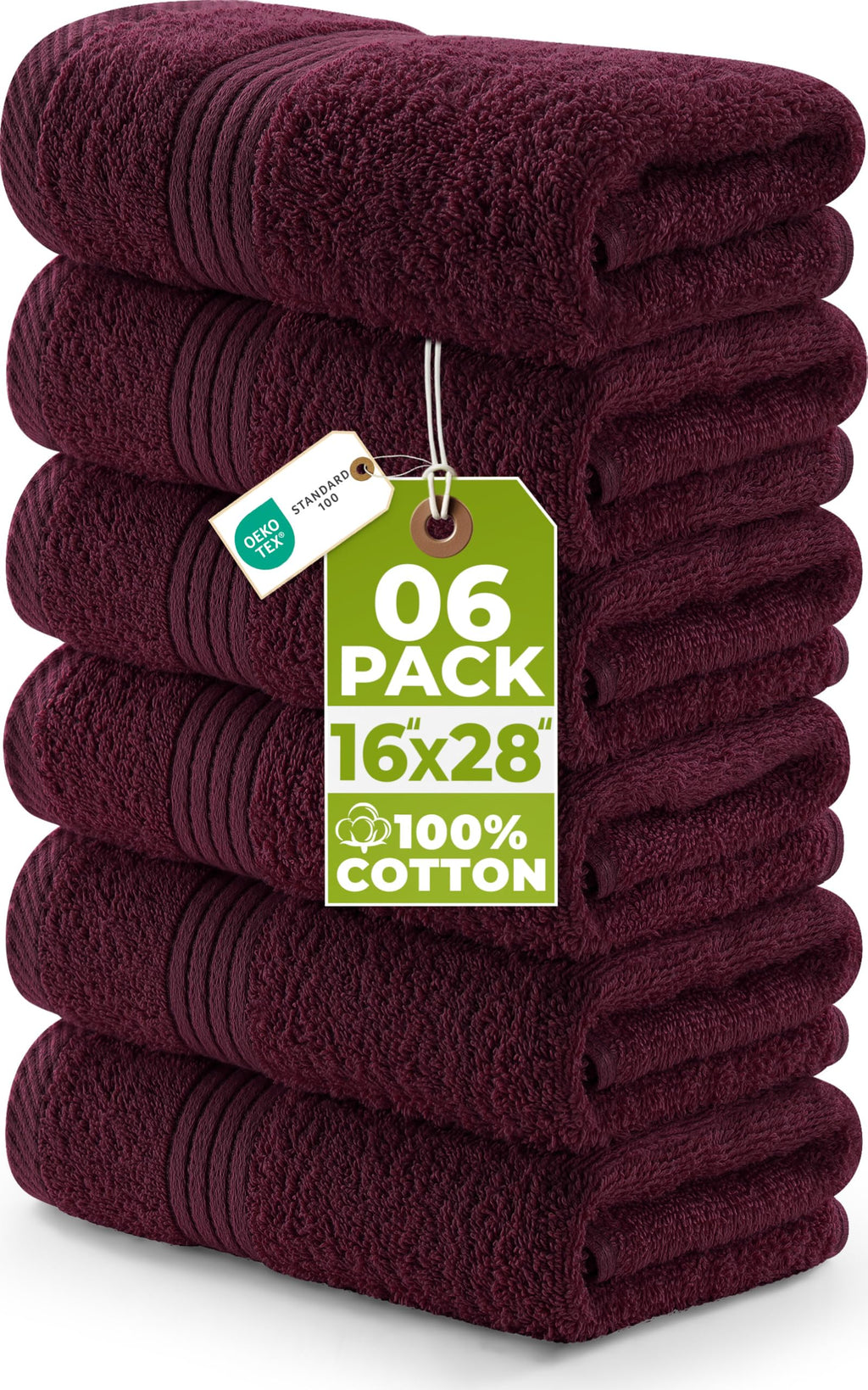 Utopia Towels 6 Piece Hand Towels Set, 16x28 in, 100% Cotton, Turquoise