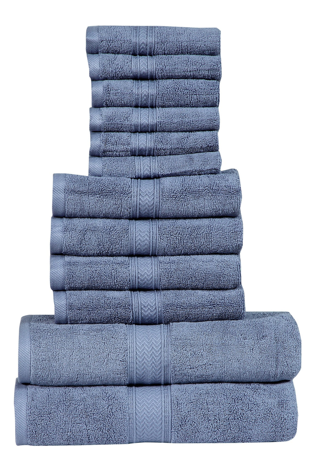 HILLFAIR 100% Cotton 24 Piece Bath Towels Set for Bathroom - Ocean Blue