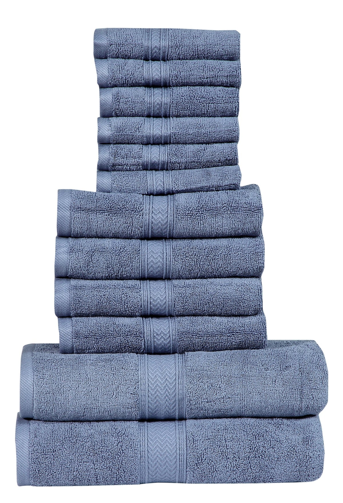 HILLFAIR 100% Cotton 24 Piece Bath Towels Set for Bathroom - Ocean Blue
