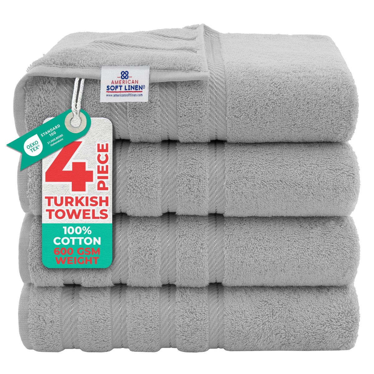 American Soft Linen 100% Cotton Luxury Turkish Towels, 6 Piece Towel Set