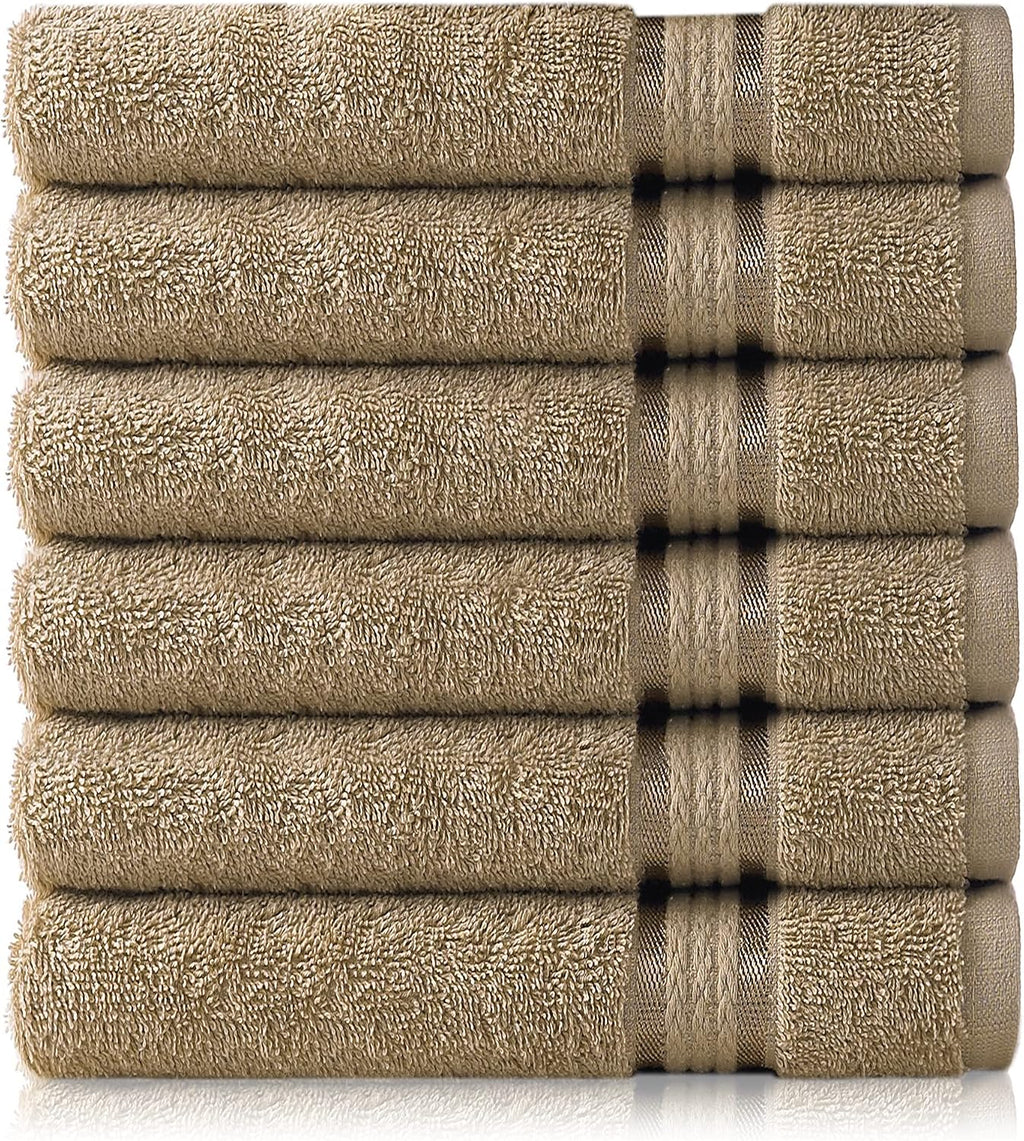 COTTON CRAFT Ultra Soft Hand Towels - 6 Pack 100% Ringspun Cotton Towel Set